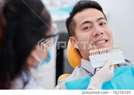 Checking teeth color Checking teeth color 76258195