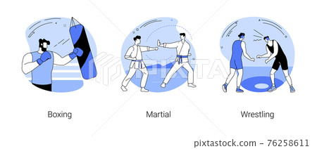 Combat sport abstract concept vector illustrations. Combat sport abstract concept vector illustrations. 76258611
