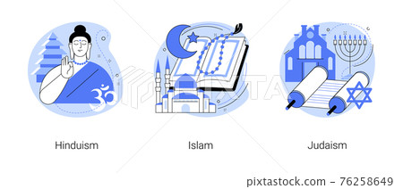 World religions abstract concept vector illustrations. World religions abstract concept vector illustrations. 76258649