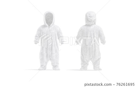 Blank white kid plush jumpsuit mockup, front and back view 76261695