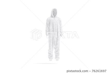 Blank white plush jumpsuit with hood mockup, side view Blank white plush jumpsuit with hood mockup, side view 76261697