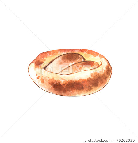 Armenian matnakash bread. Traditional armenian homemade wheat cake of matnakash on a white background. Watercolor illustration. Armenian matnakash bread. Traditional armenian homemade wheat cake of matnakash on a white background. Watercolor illustration. 76262039
