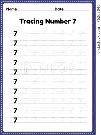 Tracing number 7 worksheet for kindergarten and preschool kids for educational handwriting practice in a printable page. Tracing number 7 worksheet for kindergarten and preschool kids for educational handwriting practice in a printable page. 76262046