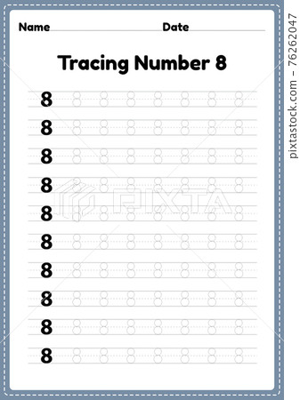 Tracing number 8 worksheet for kindergarten and... - Stock Illustration ...