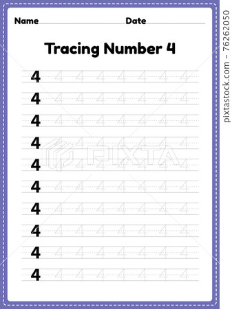 Tracing number 4 worksheet for kindergarten and preschool kids for educational handwriting practice in a printable page. Tracing number 4 worksheet for kindergarten and preschool kids for educational handwriting practice in a printable page. 76262050