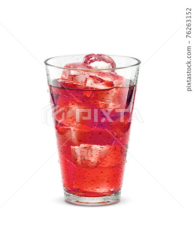 Glass Shiso Juice Drink Ice Illustration Real Sweat 76263152