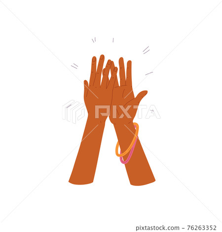 Applauding clapping hands of black woman, flat vector illustration isolated. 76263352