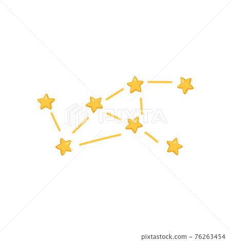 Space constellation of bright yellow stars, element for childrens cosmic design. 76263454