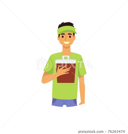 Male character of fast food worker, flat vector illustration isolated. Male character of fast food worker, flat vector illustration isolated. 76263474