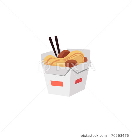 Japanese or chinese noodle, street take away fast food in open box. Japanese or chinese noodle, street take away fast food in open box. 76263476