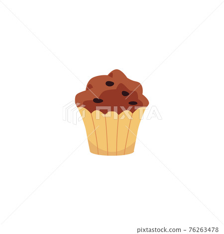 Muffin cake with chocolate chips icon, flat vector illustration isolated. 76263478
