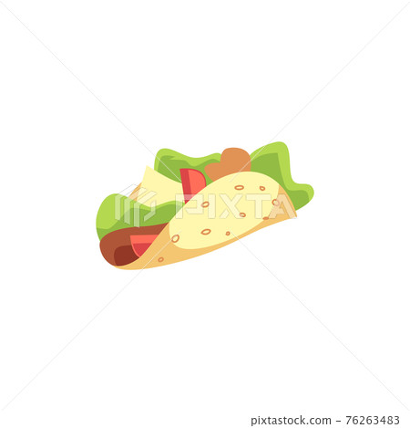 Mexican taco, fast food in street cafe or takeaway, delicious spicy snack. 76263483