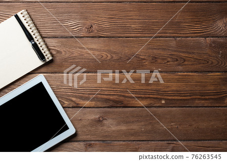 Top view of well organized home office workplace 76263545