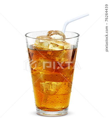 玻璃冰茶茶飲料插圖真正的稻草 76264439