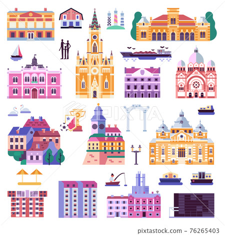Novi Sad Old Town Icons in Flat 76265403