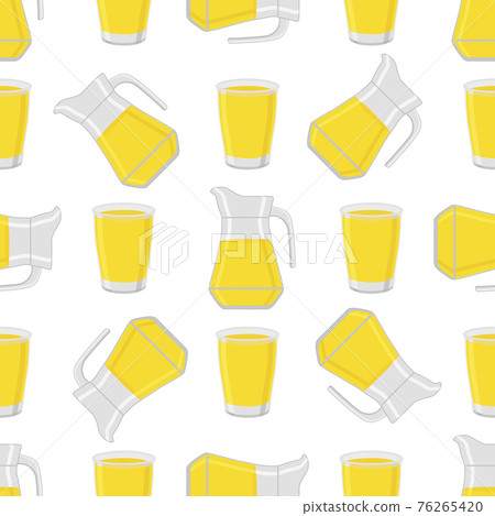 Illustration on theme colored lemonade in glass jug 76265420