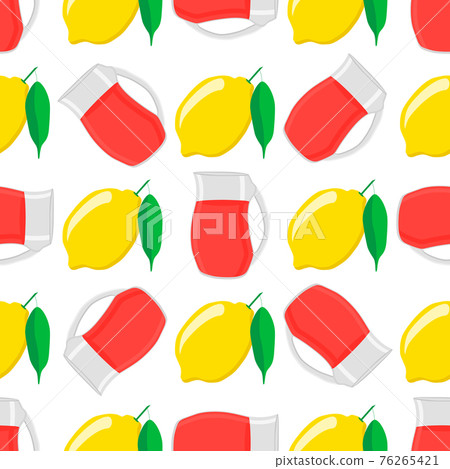 Illustration on theme big colored lemonade in lemon jug Illustration on theme big colored lemonade in lemon jug 76265421
