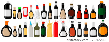 Illustration on theme big kit varied glass bottles filled liquid balsamic vinegar 76265465