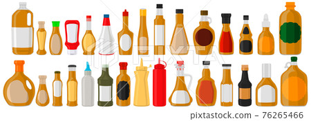 Illustration on theme big kit varied glass bottles filled thick sauce mustard 76265466