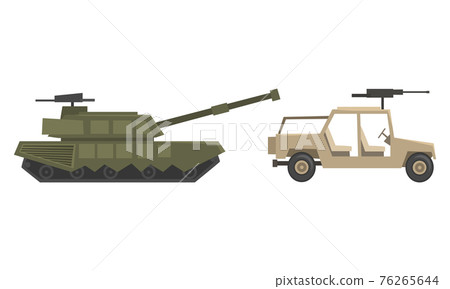 Army Machines Set, Military Vehicles, Heavy Special Transport Flat Vector Illustration 76265644