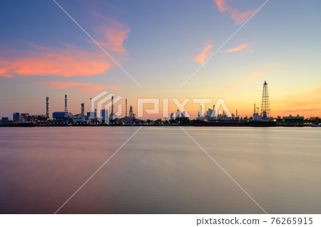 Oil refinery power plant closed to Chao Phraya river in Bangkok Thailand 76265915
