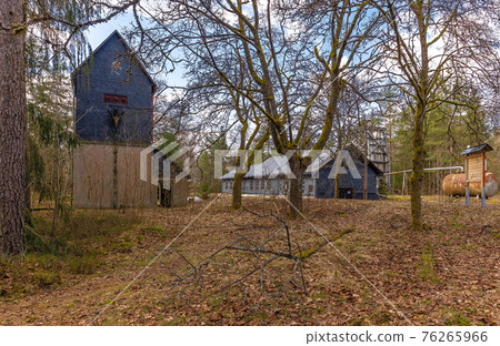 Lehesten, slate park in Thuringia, Germany.  Abandoned slate mining and production plant. 76265966