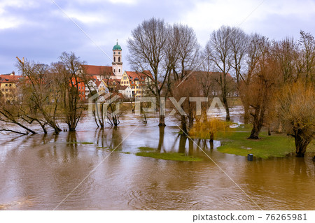 church with clocks, Flood in Regensburg 76265981