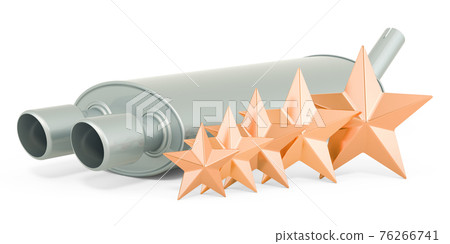 Customer rating of Car Exhaust Pipe. 3D rendering 76266741