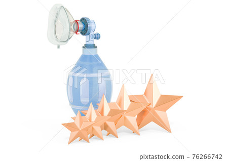 Customer rating of bag valve mask, Ambu bag. 3D rendering Customer rating of bag valve mask, Ambu bag. 3D rendering 76266742