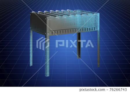 Visualization 3d cad model of mangal, blueprint. 3D rendering 76266743