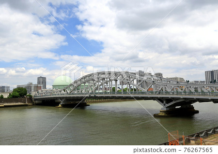 Shirahige Bridge over the Sumida River in Tokyo Shirahige Bridge over the Sumida River in Tokyo 76267565