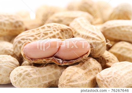 Boiled peanuts with shells, bright background Boiled peanuts with shells, bright background 76267646