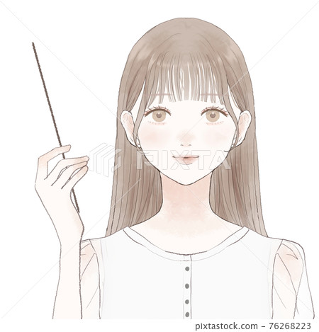 一個女人按住指針解釋 76268223