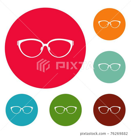 Lens of eyeglasses icons circle set vector - Stock Illustration ...