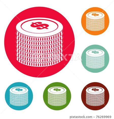 Investment coin icons circle set vector 76269969