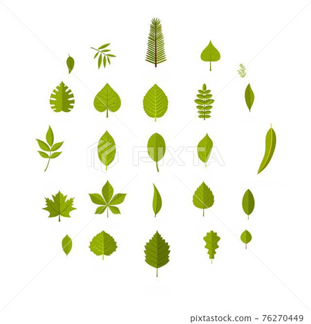 Leaf icons set, flat style 76270449
