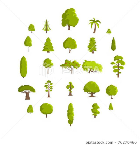 Tree icons set, flat style-插圖素材 [76270460] - PIXTA圖庫
