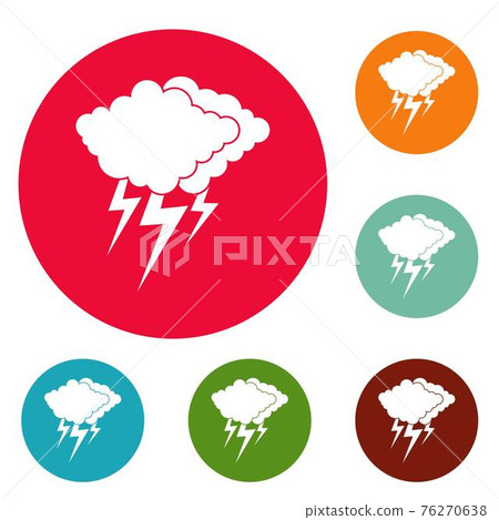 Cloud thunder flash icons circle set vector 76270638