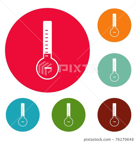 Thermometer cold icons circle set vector - Stock Illustration [76270648 ...