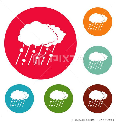 Cloud rain snow icons circle set vector 76270654