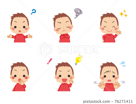 一個可愛的小男孩思考白色背景 Q & A Q & A 的插圖集 76271411