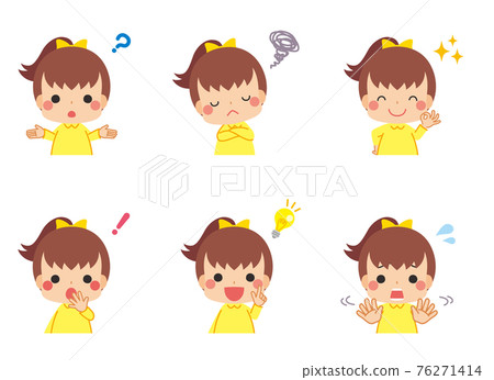 Illustration set of a cute little girl thinking... - Stock Illustration ...