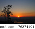 Defocused sunset on mountains is a beautiful silhouette background. 76274101