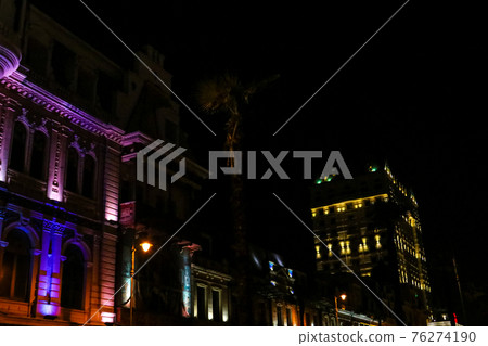 Illuminated Europe Square in Batumi. Night cityscape with modern architecture in Georgia 76274190
