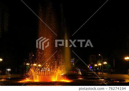 Singing and dancing fountains on Batumi boulevard at night 76274194