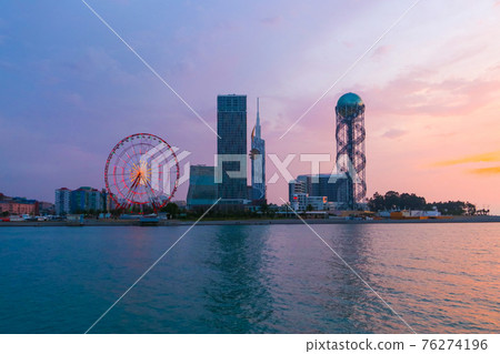 Batumi, Adjara, Georgia. View on the resort city at sunset Batumi, Adjara, Georgia. View on the resort city at sunset 76274196
