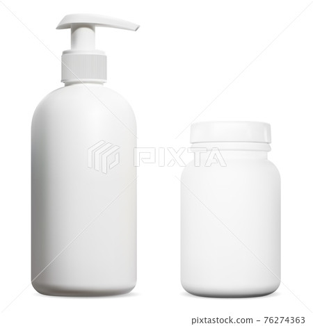 Hand sanitize pump bottle. Vitamin supplement jar Hand sanitize pump bottle. Vitamin supplement jar 76274363