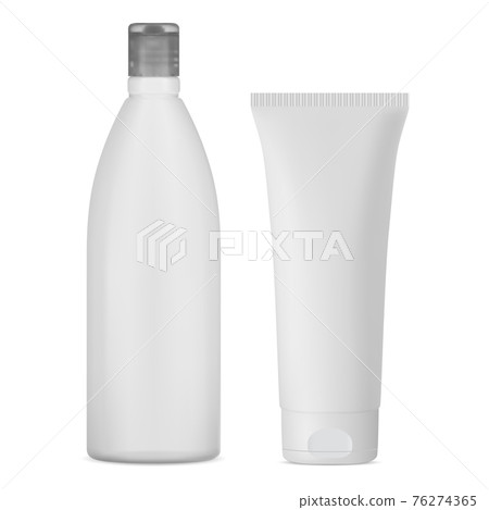 White shampoo bottle mockup. Cosmetic cream tube White shampoo bottle mockup. Cosmetic cream tube 76274365