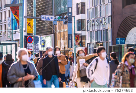 Tokyo cityscape of Japan 3.11 Ginza, Tokyo. The state of emergency has been re-extended, but many people have come out = March 11 76274698