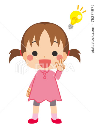 一個想出好主意的可愛小女孩的插圖。 一個想出好主意的可愛小女孩的插圖。 76274973